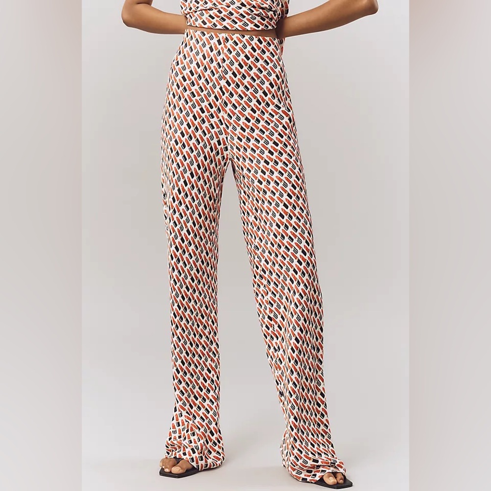 Anthropologie The Tilda Pants: Printed Edition Lipstick Print NEW Size Medium